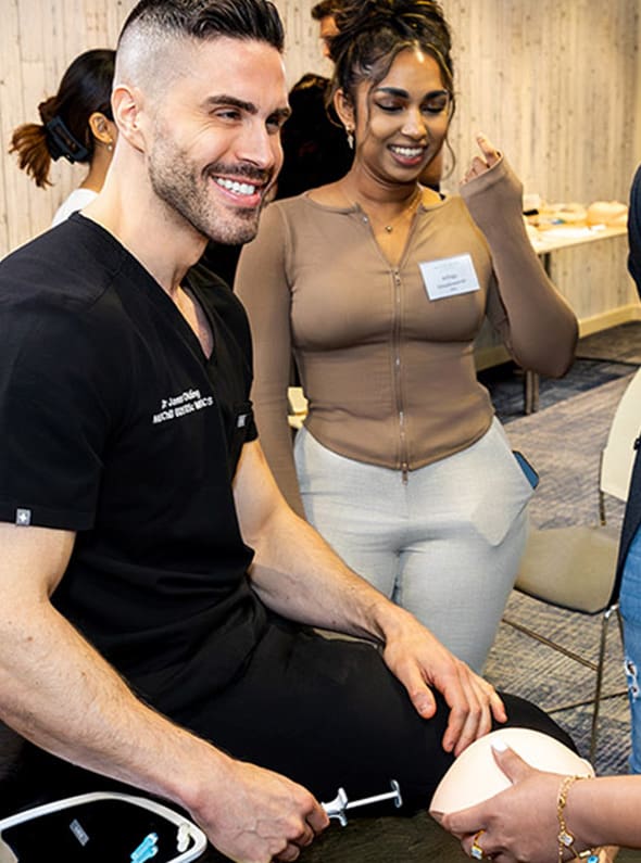 James Olding and an injector student at Interface Aesthetics Training Academy - Level-7 Diploma in Aesthetics.