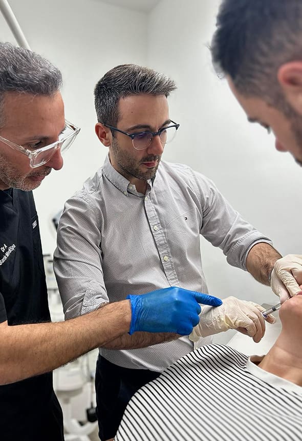 Lip filler Masterclass in London. Registered healthcare doctor learning from two trainers.