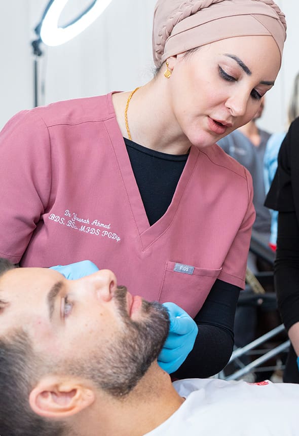NSR training at Interface Aesthetics, trainee, model patient, trainer.